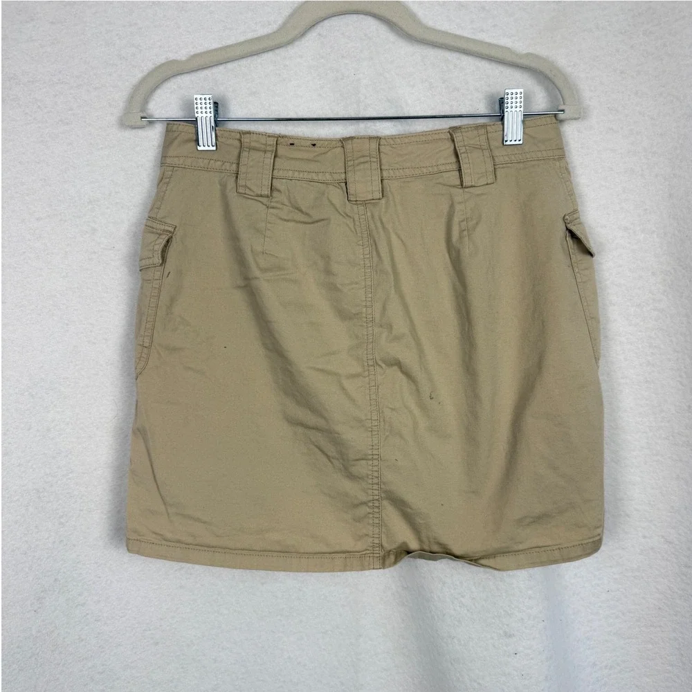 Skort Womens 6 Cargo Utility Pockets Cotton Blend Khaki Tan Casual